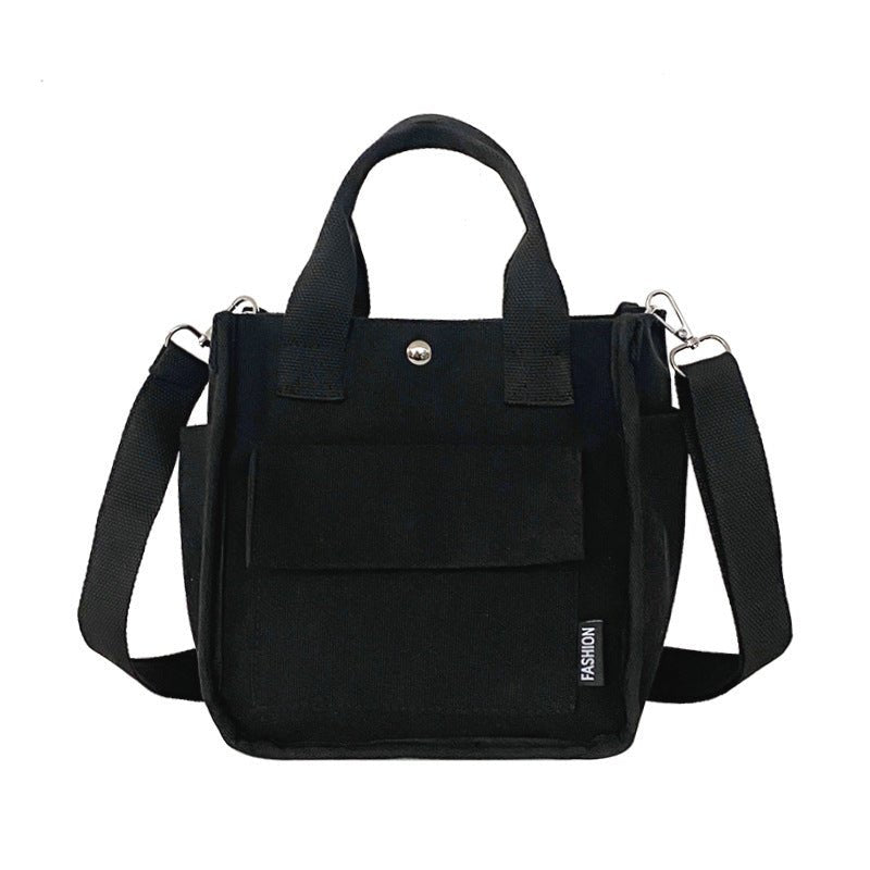 Three - Dimensional Clutch Canvas Crossbody Bag with Pockets Black