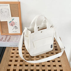 Three - Dimensional Clutch Canvas Crossbody Bag with Pockets White