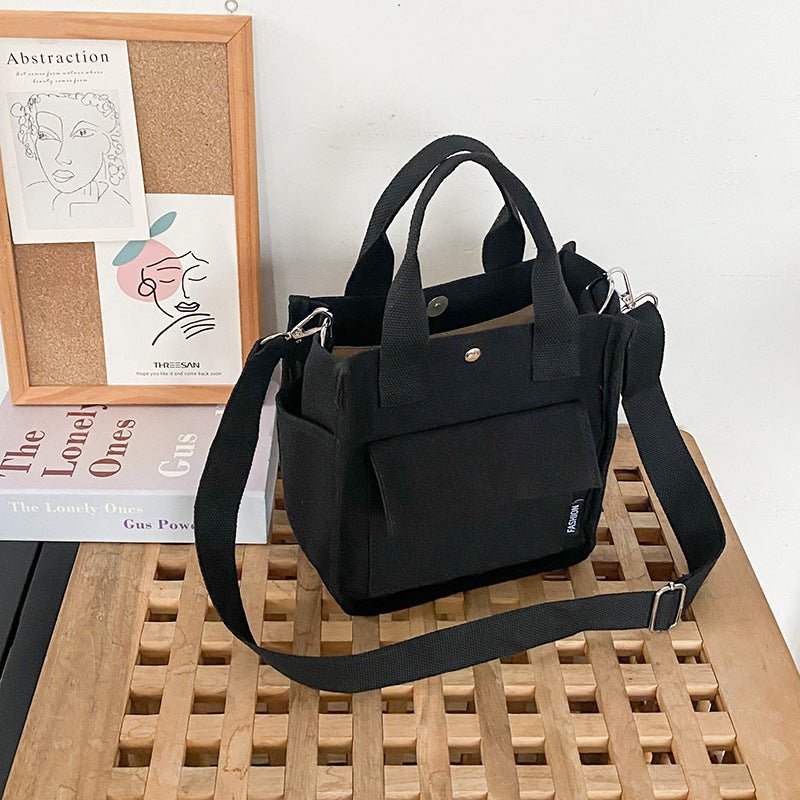 Three - Dimensional Clutch Canvas Crossbody Bag with Pockets Black