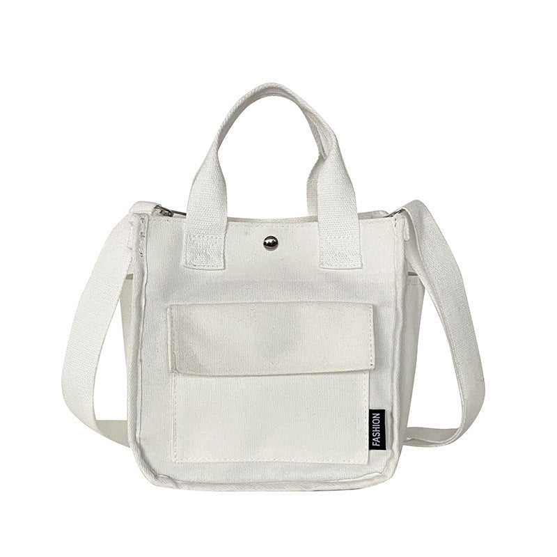 Three - Dimensional Clutch Canvas Crossbody Bag with Pockets White