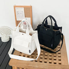 Three - Dimensional Clutch Canvas Crossbody Bag with Pockets Black
