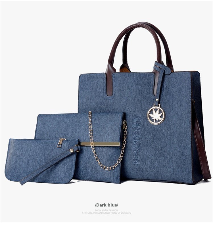 Three - piece Handbag Shoulder Crossbody Dark Blue