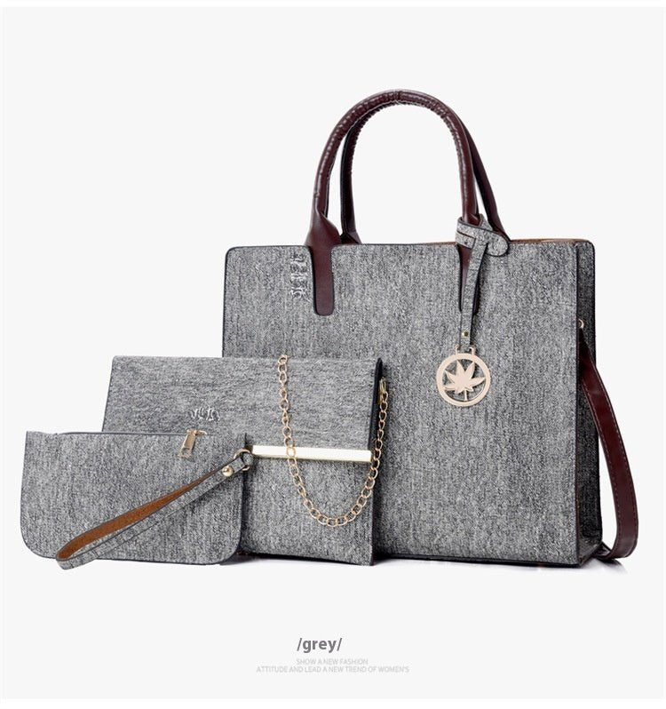 Three - piece Handbag Shoulder Crossbody Gray