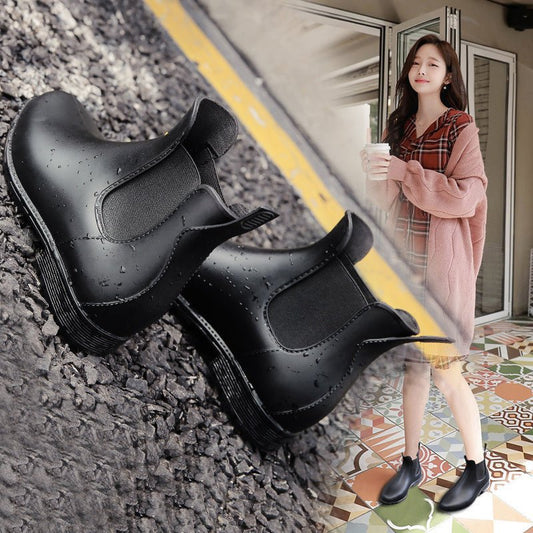 Tight - Fit Martin Style Rain Boots – Waterproof Protection with Bold Style Black