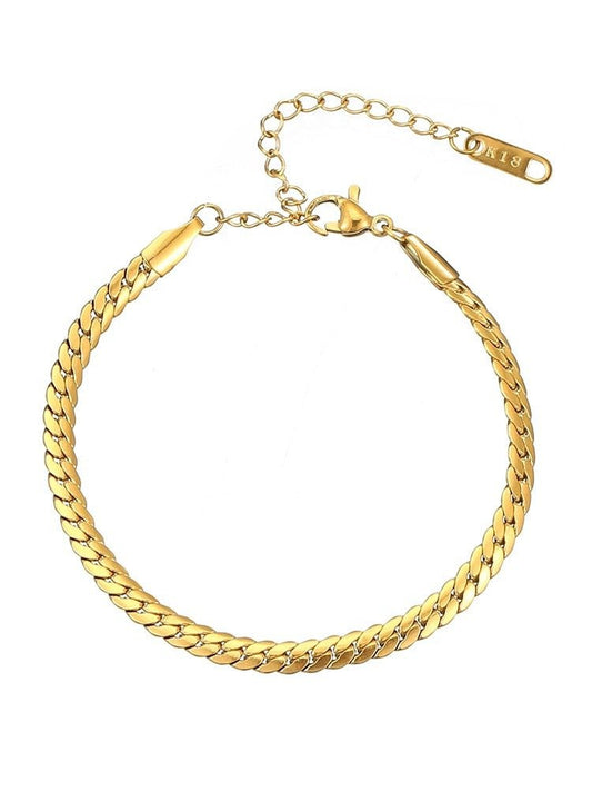 Timeless Elegance: Women's Simple Cuban Fade - Resistant Bracelet Gold