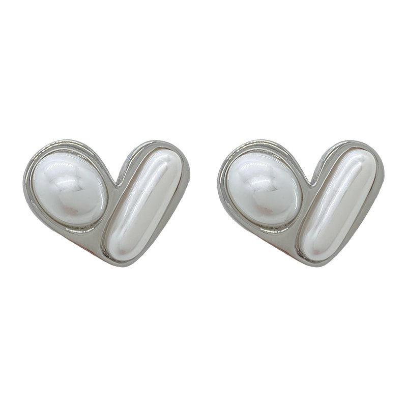 Timeless Retro Pearl Gold Stud Earrings with Simple Elegance Silver