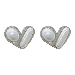 Timeless Retro Pearl Gold Stud Earrings with Simple Elegance Silver