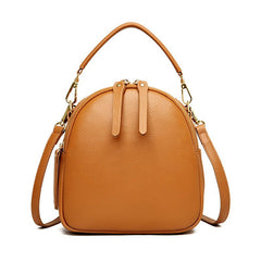 Top Layer Cowhide Clutch Leather Chain Bag Brown