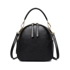 Top Layer Cowhide Clutch Leather Chain Bag Black