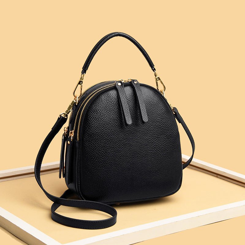Top Layer Cowhide Clutch Leather Chain Bag Brown