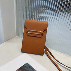 Top Layer Cowhide Small Messenger Shoulder Bag Brown