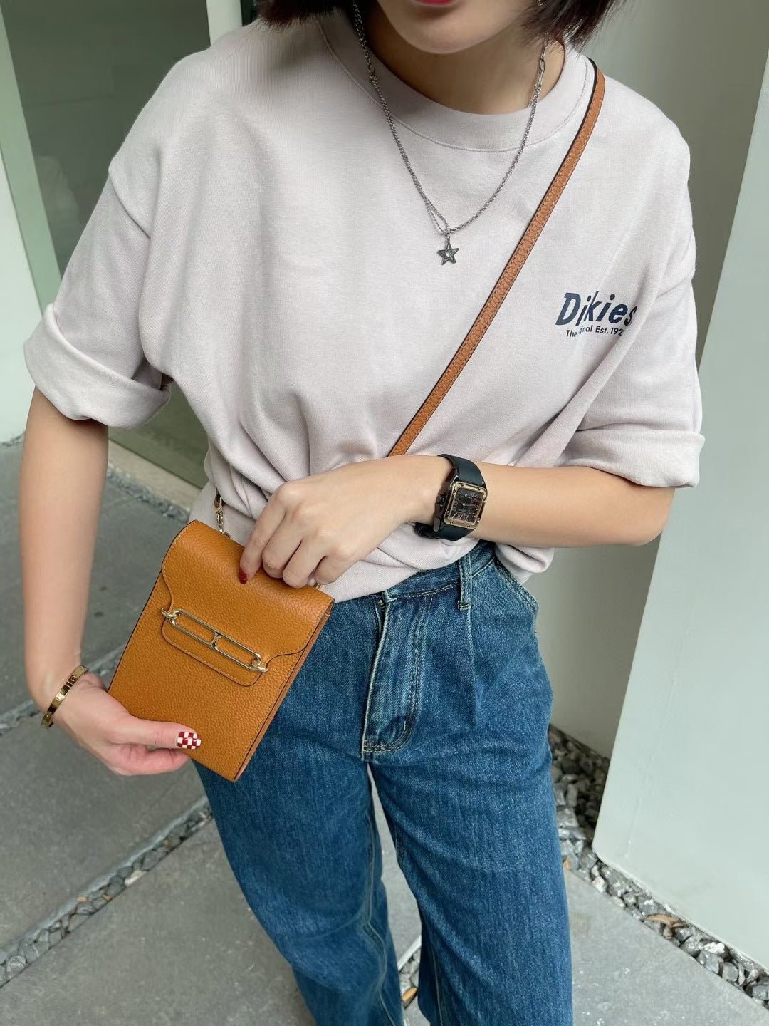Top Layer Cowhide Small Messenger Shoulder Bag Pink