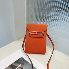 Top Layer Cowhide Small Messenger Shoulder Bag Orange