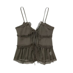 Translucent Laminated Decor Camisole for Women Gray