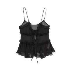 Translucent Laminated Decor Camisole for Women Black