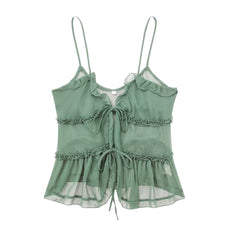 Translucent Laminated Decor Camisole for Women Light Green