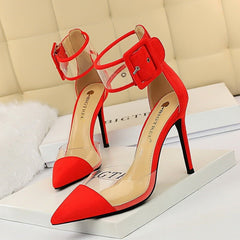 Transparent high heels Red