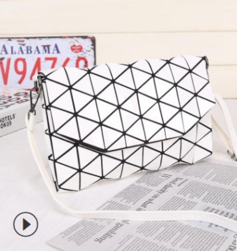 Trending Rhombic Clutch - Shoulder & Diagonal Crossbody Bag White