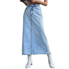 Trendy Denim Skirt Casual All - match Tutu Skirt Stylish Design Blue