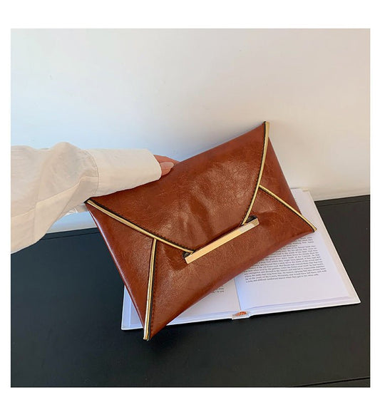 Trendy Envelope Solid Color Casual Clutch Black