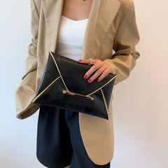 Trendy Envelope Solid Color Casual Clutch Brown