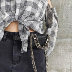 Trendy Mini Clutch: Lipstick Chain Waist Bag for Women Black