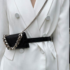 Trendy Mini Clutch: Lipstick Chain Waist Bag for Women Black