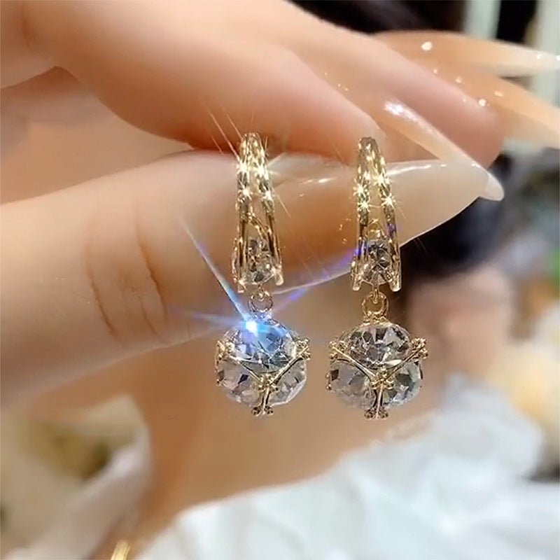 Trendy Niche Design Zircon French Crystal Earrings - Female Accessories Gold