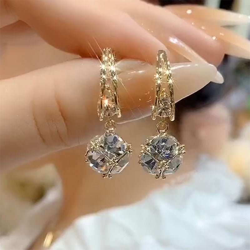 Trendy Niche Design Zircon French Crystal Earrings - Female Accessories Gold