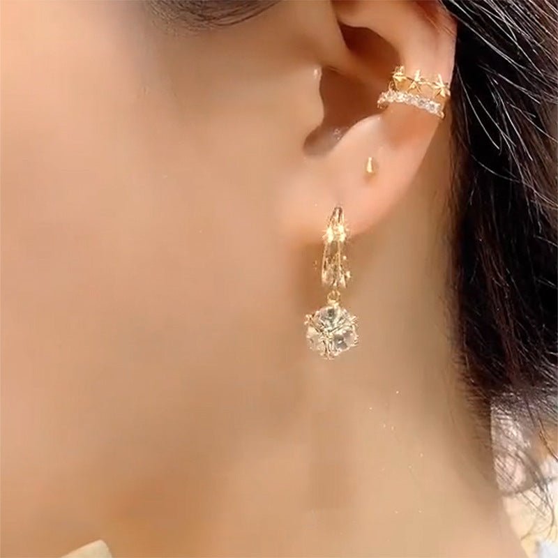 Trendy Niche Design Zircon French Crystal Earrings - Female Accessories Gold