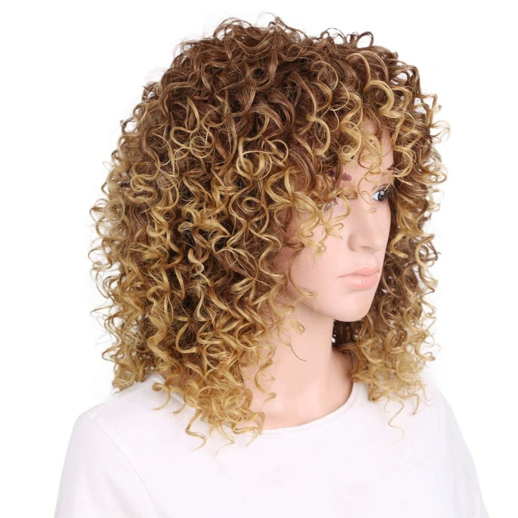 Trendy Short Curly Hair Wig with Chemical Styling Light Brown