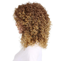 Trendy Short Curly Hair Wig with Chemical Styling Light Brown