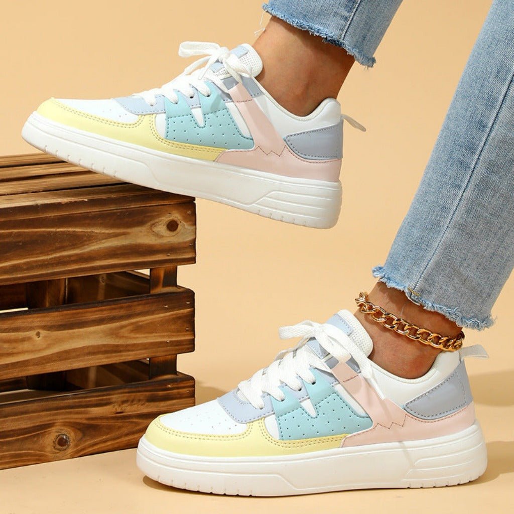 Trendy Supportive Platform Sneakers Soft Bottom Comfortable Sports White And Yellow