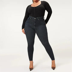 Trendy Versatile Versatile New Stylish Casual Jeans Dark Blue, Ninth Pants