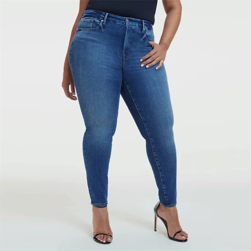 Trendy Versatile Versatile New Stylish Casual Jeans Light Blue Ninth Pants