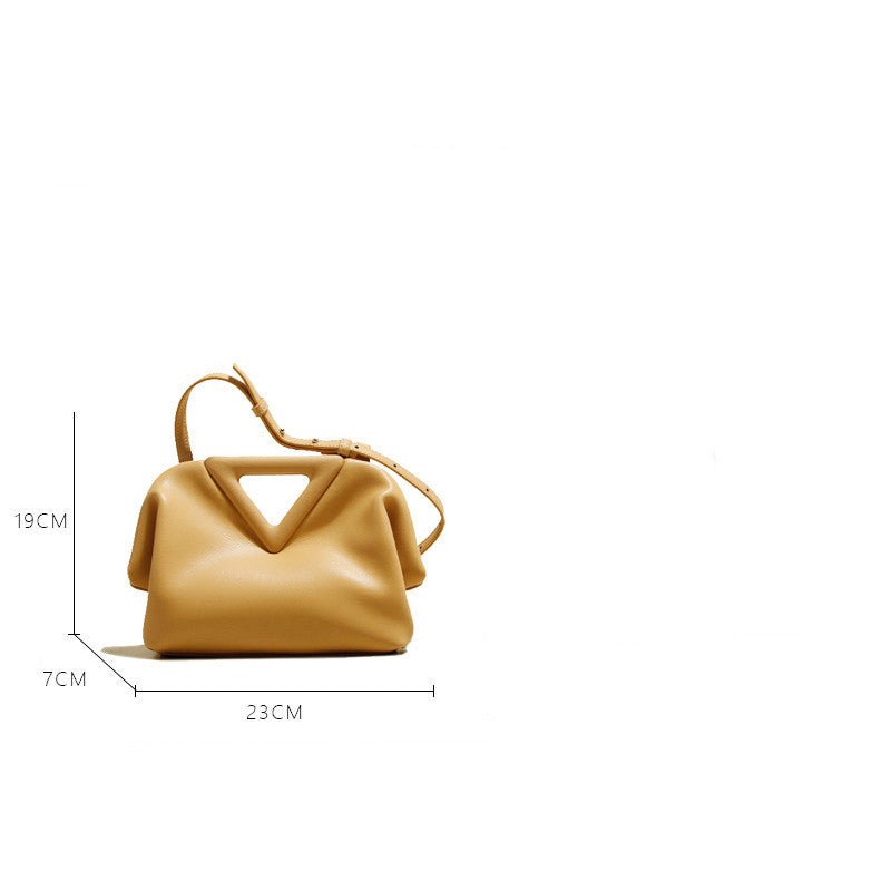 Triangle Cloud Leather Clutch Diagonal Handbag for Chic Style Yellow