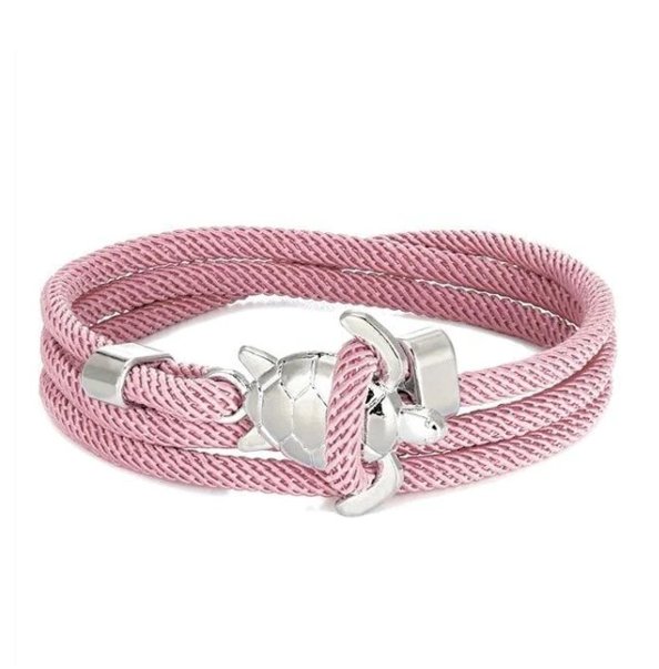 Turtle Red Rope Bracelet: Couple Ornament with Carrying Strap Silver Turtle Pink