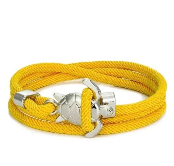 Turtle Red Rope Bracelet: Couple Ornament with Carrying Strap Silver Turtle yellow