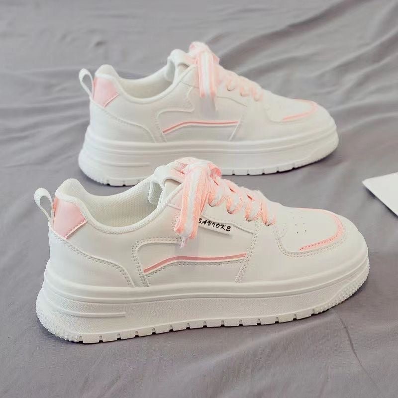 Ultra - Cushioned Platform White Minority All - match Leisure Sneakers Pink Leather