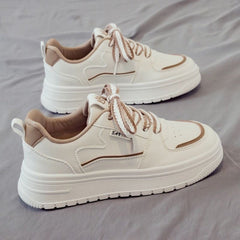 Ultra - Cushioned Platform White Minority All - match Leisure Sneakers Brown Leather