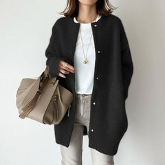 Ultra - Soft Knitted Slimming Coat for Stylish Women Black