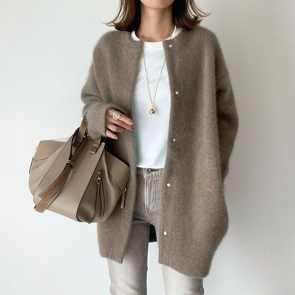 Ultra - Soft Knitted Slimming Coat for Stylish Women Brown