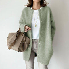 Ultra - Soft Knitted Slimming Coat for Stylish Women Beige Apricot