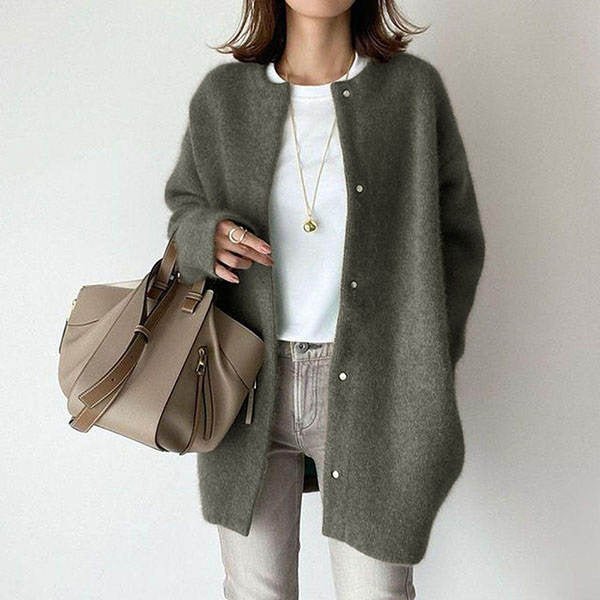 Ultra - Soft Knitted Slimming Coat for Stylish Women Olive Green