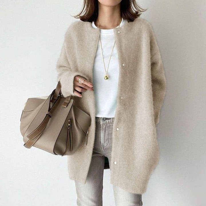 Ultra - Soft Knitted Slimming Coat for Stylish Women Beige Apricot