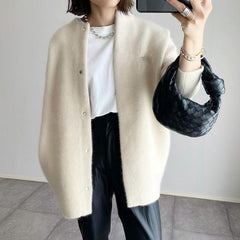 Ultra - Soft Knitted Slimming Coat for Stylish Women Beige