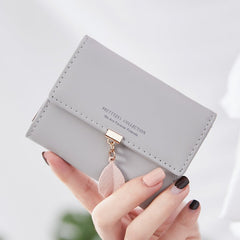 Ultra - Thin Leaf Clutch: Korean Multi - Card Business Holder Grey