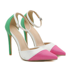 Unique Minimalist Color Hollow Women's Pointed toe Stiletto Heels Multicolor