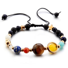 Universe Galaxy Eight Planets Natural Stone Bead Bracelet for Women Planets