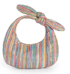 Vacation Style Bow Straw Handbag Clutch Color
